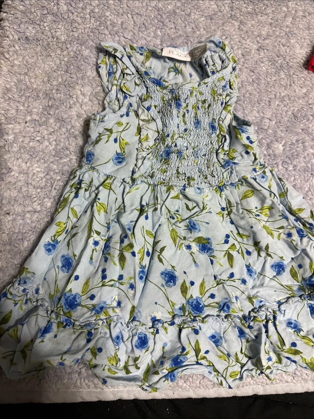 The Children's Place Light Blue Smocked Floral Dress